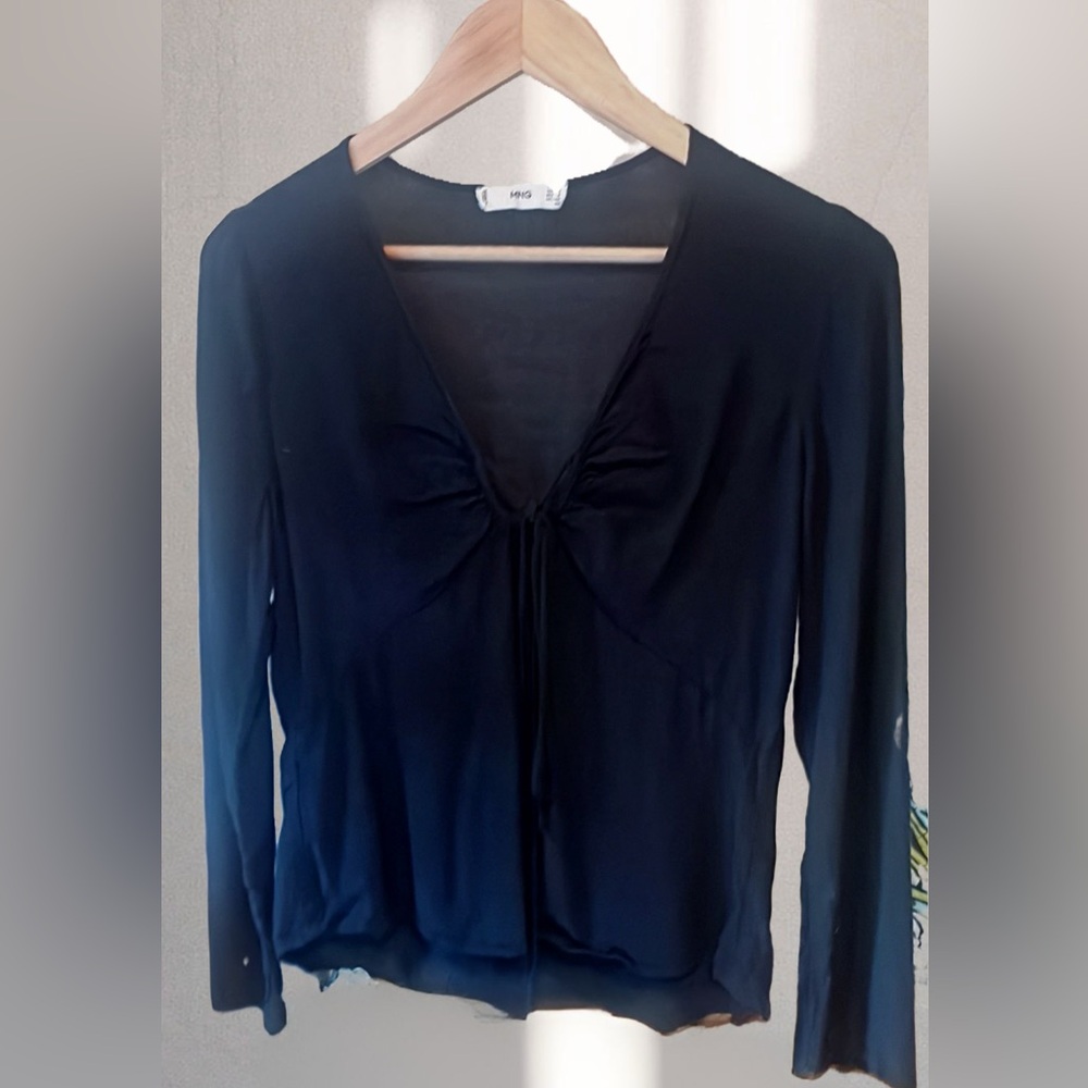 Mango Black V-Neck Blouse